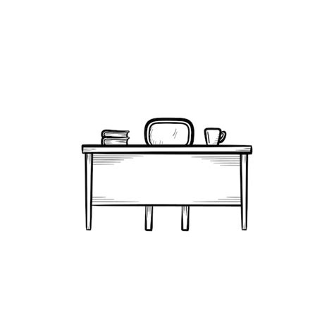 Premium Vector Work Desk Hand Drawn Outline Doodle Icon Office Desk