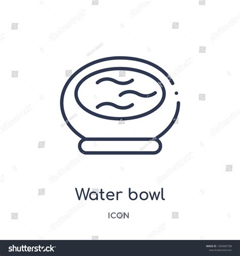 Water Bowl Icon Tools Utensils Outline Stock Vector Royalty Free