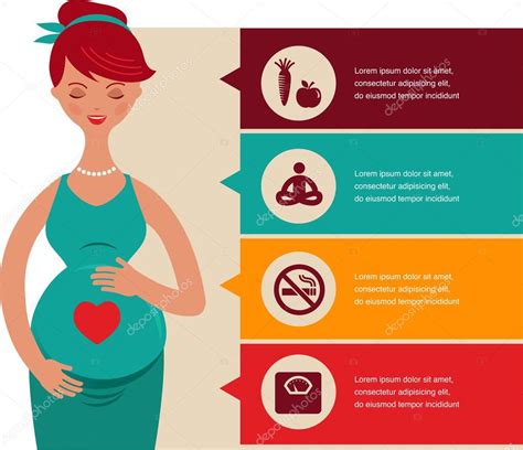 Pregnancy And Birth Infographics Icon Set Stock Vector Image By