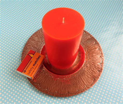 Vintage Hand Embossed Copper Candle Holder Plate Etsy Copper