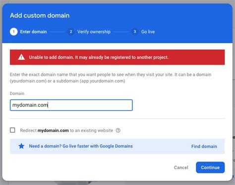 Google Cloud Platform Unable To Add Custom Domain To Firebase Hosting