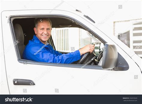 Smiling Delivery Man Driving His Van Stock Photo 252010543 | Shutterstock