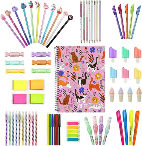 Kit Papelaria Fofa Kawaii Caixa Surpresa Material Escolar Caneta Marca