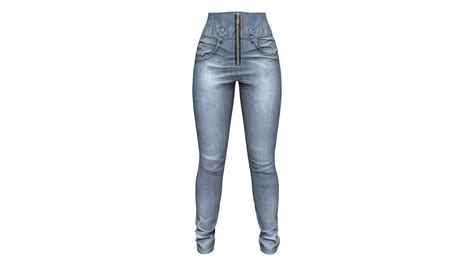 D High Waist Jeans Denim Pants Turbosquid