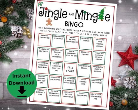 Work Holiday Bingo Jingle Mingle Bingo Mix And Mingle Bingo Workplace