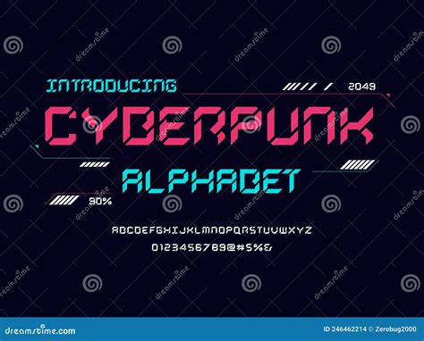 Cyber Font Stock Vector Illustration Of Typeface Alphabet 246462214