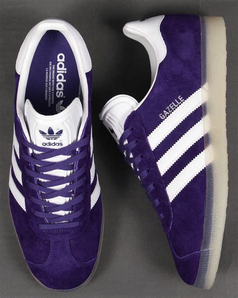 Adidas Gazelle Trainers Purple White Originals Suede Ice Gum Sole