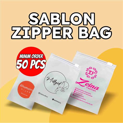 Jual Zipper Bag Custom Sablon Free Desain Bahan Tebal Shopee Indonesia