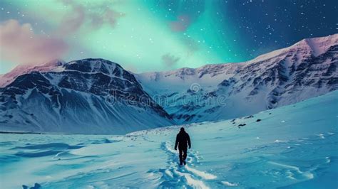 La Imagen De Un Joven O Adulto Caminando Y Mirando Aurora Y Estrella