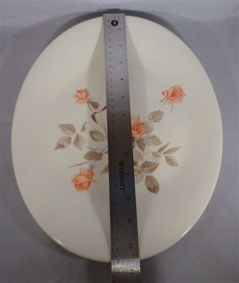 Edwin Knowles Serving Platter Serenade Peach Roses Taupe Etsyde