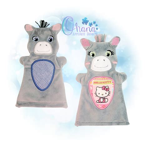 Donkey Hand Puppet Embroidery Design Ohana Applique Designs