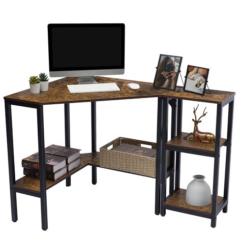 Lavievert Corner Desk Triangle Computer Desk With Storage Shelves