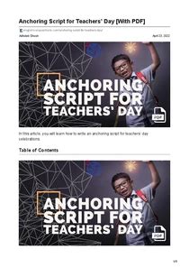 Download Teachers Day Anchoring Script In English PDF | OiiDocs.com