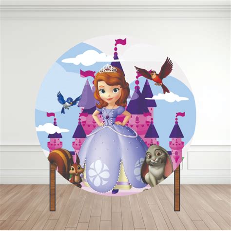 Painel Em Lona Redondo Tema PRINCESINHA SOFIA Lona Fosca Shopee