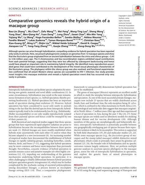 Pdf Comparative Genomics Reveals The Hybrid Origin Of A Macaque Group