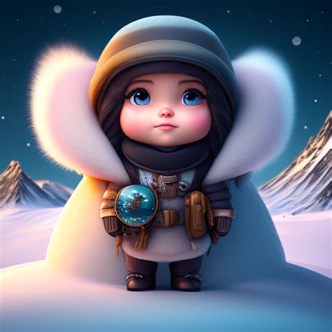 Addison A Cartoon Girl In An Arctic Explorer Outfit With A Distant