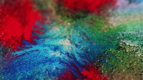 Paint Splash Ink Spill Red Blue Green Fluid Blend Stock Video Video