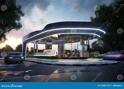 Modern Drive-thru, with Ordering Kiosks and Futuristic Design, for ...