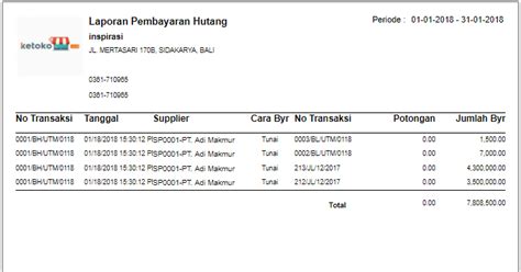 Contoh Laporan Hutang Excel Laporan Mutasi Hutang Dalam Program