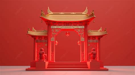 Chinese Gate On A Podium A Stunning D Render Background Chinese