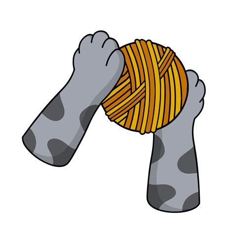 pata de gato segura meada de fios de lã. 13994614 Vetor no Vecteezy