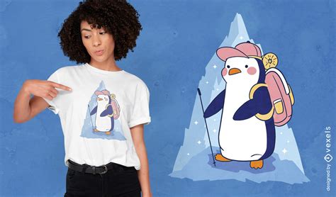 Descarga Vector De Diseño De Camiseta De Senderismo Pingüino