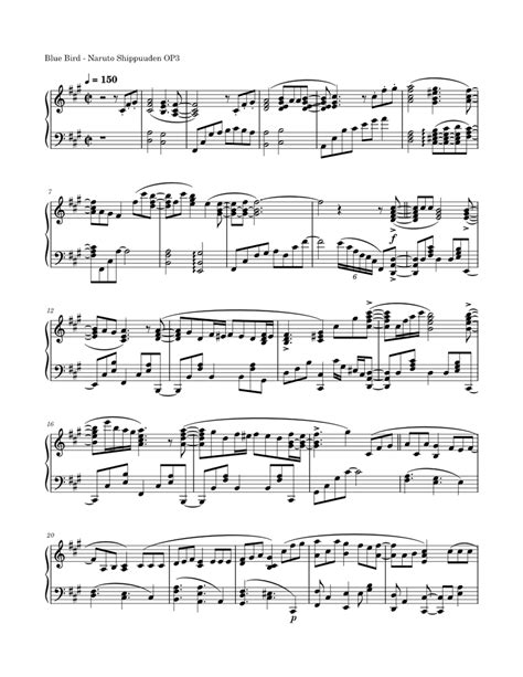 Blue Bird Naruto Shippuuden Op3 Sheet Music For Piano Violin