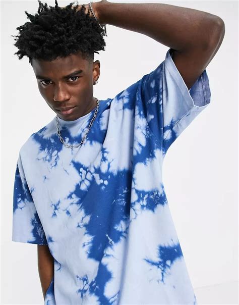 Collusion Oversized T Shirt In Blue Tie Dye Pique Fabric Co Ord Asos