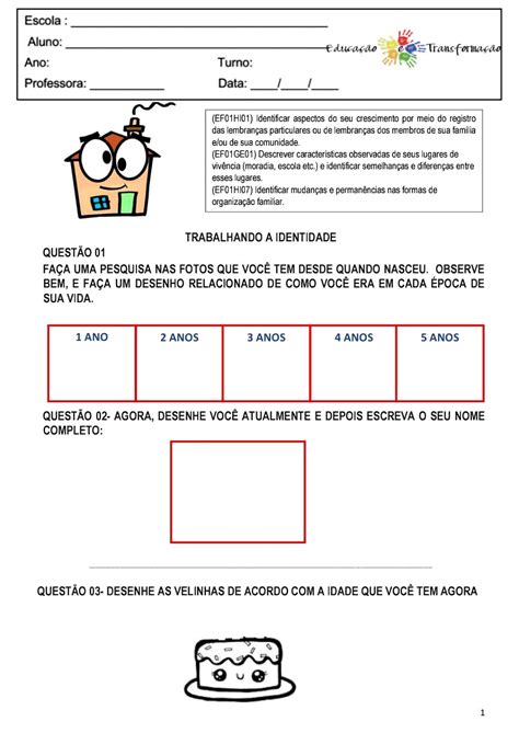 Avaliação De Historia E Geografia 1 Ano Fundamental