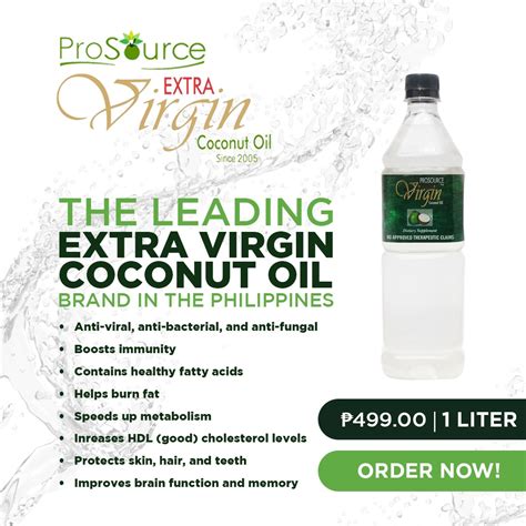 ProSource VCO Extra Virgin Coconut Oil 1 Liter Lazada PH