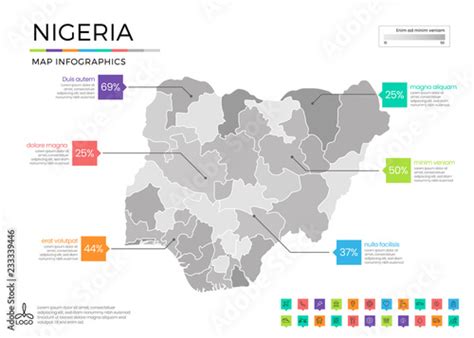 Nigeria Map Infographics With Editable Separated Layers Zones