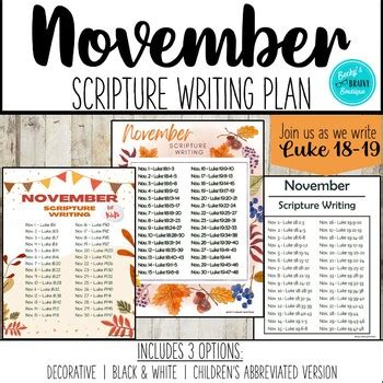 November Scripture Writing Plan Luke By Becky S Brainy Boutique