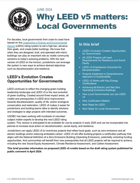 Why Leed V5 Matters For Local Government Us Green Building Council