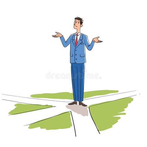 Thoughtful Businessman Standing On Crossroads Stock Vector