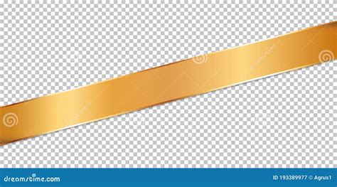 Long Gold Ribbon Banner On Transparent Background Stock Vector