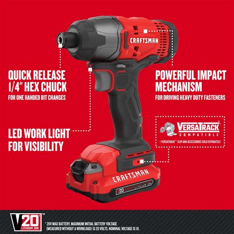 V20 Cordless 1 4 In Impact Driver Kit With 1 5 Ah Battery And Charger