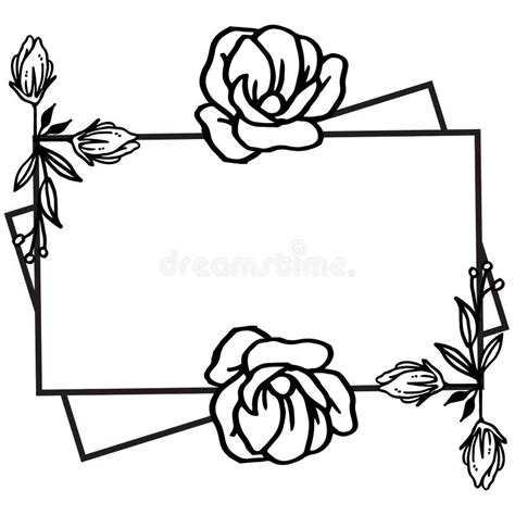 Card Style with Rose Flower Frame Black and White. Vector Stock Vector ...