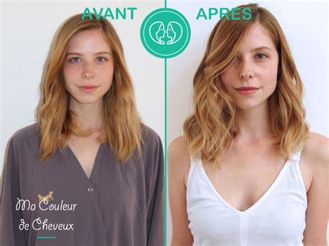 Photos de cheveux avant après coloration et coupe capillaire