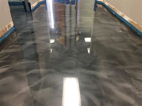 Commercial Space Metallic Epoxy Titanium Gunmetal Highlights The Epoxy Floor Company