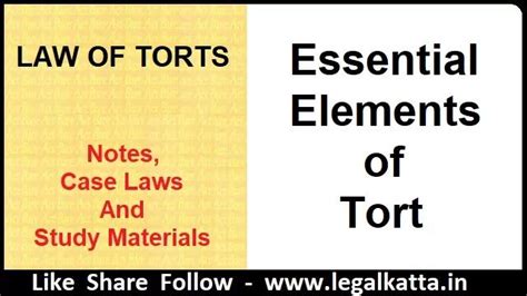 In The Law Of Torts There Are Three Essential Elements Of Tort Before