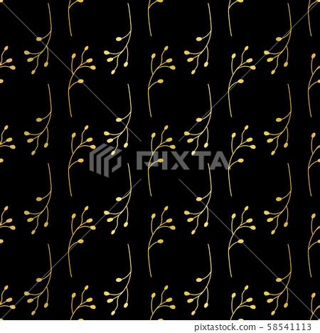 Gold Foil Florals Seamless Vector Background Stock Illustration