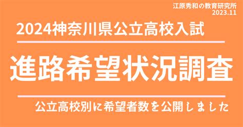 2024神奈川県公立高校入試 進路希望状況調査発表。例年、受験の最初の一歩として参考になりますね。｜えはらひでかず の 高校受験研究所