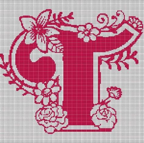 MONOGRAM T FLOWERS CROCHET AFGHAN PATTERN GRAPH Afghan Crochet