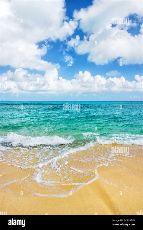 Blue Sea Ocean Water Cloudy Sky Sand Beach Summer Travel Landscape