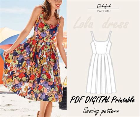 Square Neck Dress Pattern Pdf Sewing Pattern Digital Pattern Etsy Summer Dress Sewing