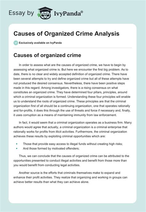 Causes Of Organized Crime Analysis 540 Words Essay Example