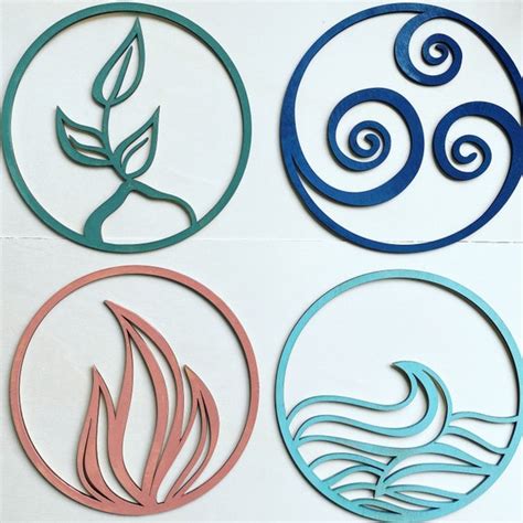 Earth Air Fire Water 4 Elements Wall Hangings Etsy