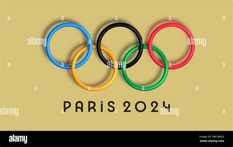 D Olympische Ringe Paris Frankreich Isoliert Auf Beigefarbenem