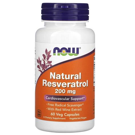 Ресвератрол 200 мг Natural Resveratrol Now Foods 60 капс