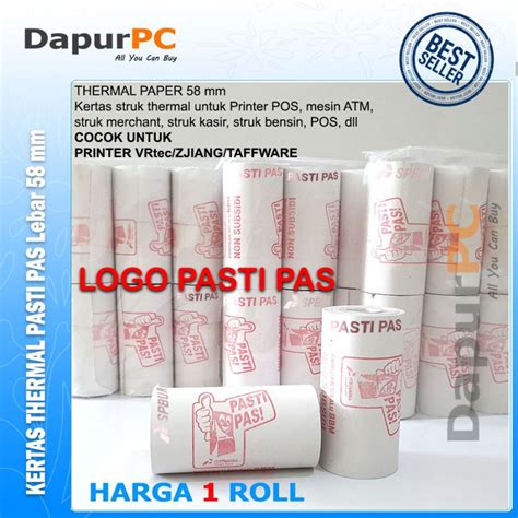 Kertas Struk Logo Pasti Pas Pertamina X Mm Thermal Paper Lazada